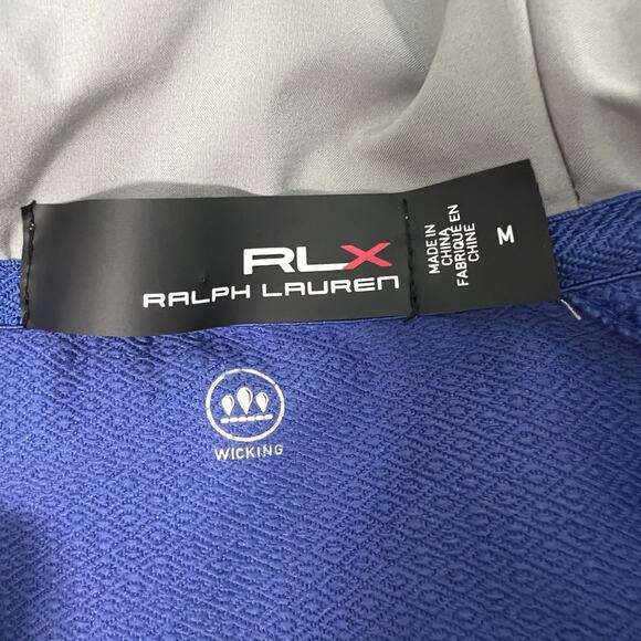 RLX Ralph Lauren Pullover Golf Quarter Zip Jacket Men M Hooded GrayBlue Moisture - Picture 6 of 12